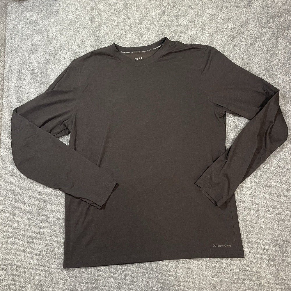 Outerknown Long Sleeve T-Shirt Mens Medium Black Crew Neck Logo C257
